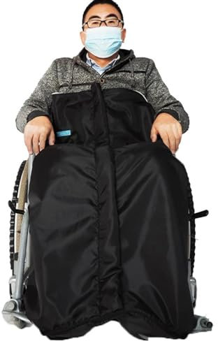 BYLUM Erwachsene Schlupfsack Wasserdicht & Warm Fußsack Für Rollstuhl Fleece Gefütterte Mit Reißverschluss Für Die Meisten Elektrischen/manuellen Rollstuhl (Color:Schwarz)(1)