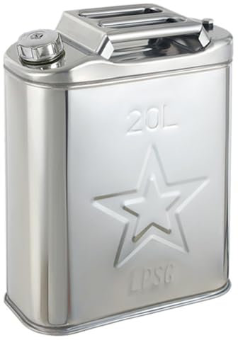 DOCIM Bidon d'essence en acier inoxydable, pour l'essence, le diesel, l'huile comestible ou le réservoir de stockage d'eau,20L