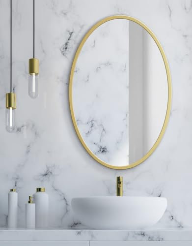 NMK HOME Runder Spiegel 70 cm - Dekorative Wandspiegel mit Goldener Rahmen für Badezimmer, Waschtisch, Wohnzimmer und Schlafzimmer