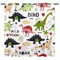YUANZU Dinosaurier Vorhänge Wilder Dino Dschungel Tiere Ösen Gardinen mit Blickdichte Vorhang Kälteschutz Blackout Curtain Kinderzimmer Schlafzimmer Verdunkelung Fenster, 2 Stück, H 160 x B 106 cm