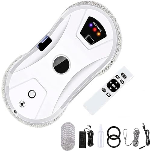 RayGenius Robot Limpiacristales, con Pulverizador De Agua AutomáTico Robot Limpiacristales Inteligente para Interior Y Exterior Kit Limpiacristales Inteligente con Mando A Distancia
