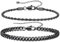 RANKEEF Schwarz Armband Herren Schwarz Kettenarmband für Männer Kubanisches Gliederarmband für Männer Seilarmbänder Armband Herren Herrenschmuck Vatertagsgeschenke
