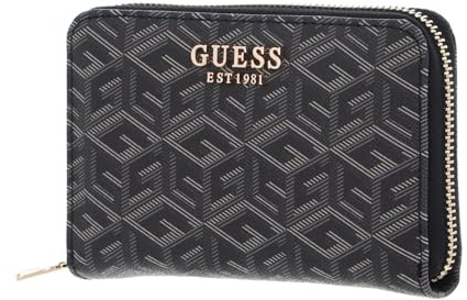 GUESS Laurel SLG Zip Around Wallet Charcoal Logo