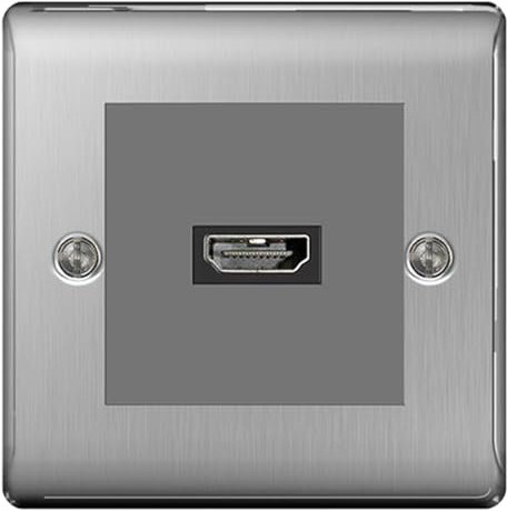 BG Nexus Brushed Steel HDMI Socket Satin Chrome Grey insert EMHDMIG NBSEMS2