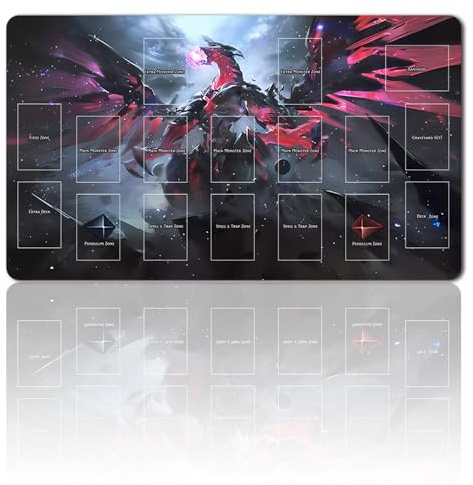 Tapis de jeu de société TCG + sac étanche + avec zones pour cartes, tapis de table de jeu de cartes YGO taille 60X35CM compatible avec tapis de jeu de cartes à collectionner (YGO-24 avec zone)