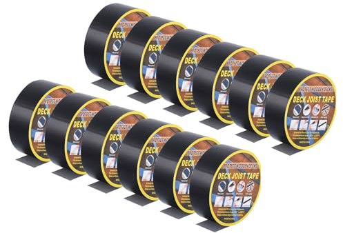 PATIKIL 12 Pcs 2x15' Butyl Joist Tape for Decking Self-Adhesive Flashing Tape, Black
