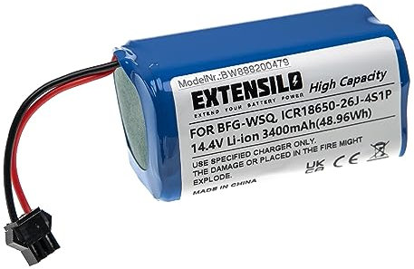 EXTENSILO Akku kompatibel mit Coredy R650, R300, R3500, R500+, R3500S, R580, R600 Saugroboter Blau (3400 mAh, 14,4 V, Li-Ion)