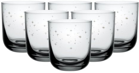 like. by Villeroy & Boch Winter Glow - Lot de 6 verres à eau - 310 ml - Avec décoration d'étoiles de Noël - Transparent