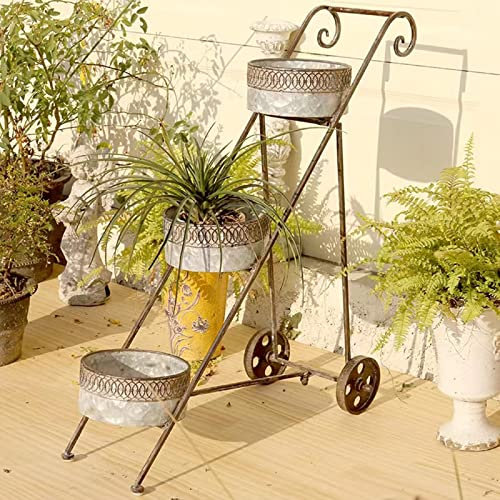Generisch Blumenständer aus Eisen, Pflanzenständer für drinnen und draußen, Blumenständerregal im europäischen Stil, Ausstellungsständer für Blumenläden, Cafés (dreischichtig)