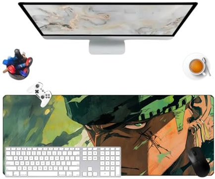 One Zoro Piece Mauspad, Anime, Schreibtischunterlage, Deko, 800 x 300 x 3 mm, Gaming-Mauspad, wasserdicht und Unterseite aus Gummi, rutschfeste Oberfläche