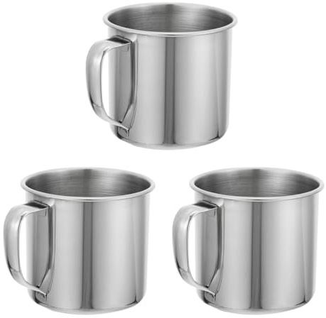 Alipis 3piezas Tazas Inoxidable Irrompibles con Asa Duraderas y Prácticas para Camping Turismo Senderismo