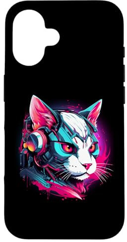 Cyborg Cyberpunk Katze Cybernetische Katze Hülle für iPhone 16