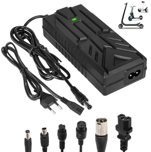 Tumacado 42V 2A Chargeur pour Trotinette Electrique,Chargeur Hoverboard, 18V 24V 29.4V 36V Universel Chargeur Batterie Lithium avec 6 Connecteurs,Chargerapide pour E-Bike,Scooter électrique