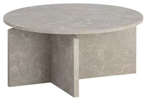 Couchtisch 70x70x33 cm Sandfarben Sofatisch in Stein-Optik Modern | Design Wohnzimmertisch Rund | Lounge Beige | Kaffeetisch Beistelltisch Groß