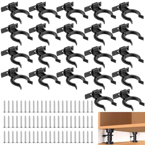 Celepoir 22 Pezzi Fissaggio per Battiscopa, Clip per Zoccolo da Cucina con 66 Viti, Ganci per Zoccolo Cucina e Staffe, Robuste Ganci Battiscopa Cucina Clip per Fissaggio 32-42 mm Piedini da Cucina