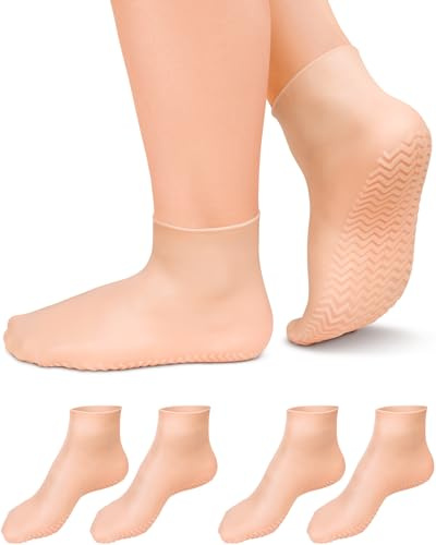 DLMDLM 2 Pairs Silicone Socks for Dry Cracked Feet, XL Anti Slip Soft Moisturizing Socks Softening Feet, Ultra-high Stretch Pedicure Socks Foot Care After Pedicure