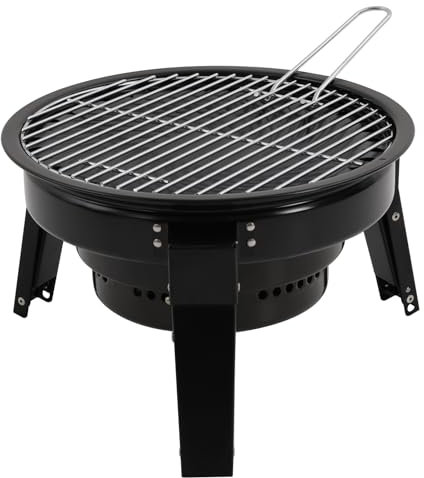 Holzkohle-Rundgrill für 3 bis 6 Personen Höhe 22cm/30cm,Grillfläche 32 cm Kohlegrill Tragbare Picknickgrill Abnehmbare Mini Holzkohlegrill 3 Beine Rutschfest Holzkohlegrill für Outdoor Garten Party