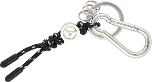 Mercedes-Benz Schlüsselanhänger Kordel schwarz silberfarben Edelstahl Nylon