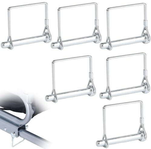 Sicherungsstift 5 x 35 MM 6 Stück Kupplungsstift Rechteck Splinte, Silber | Sicherungsbolzen, Rohrklappsplinte mit Rastverschluss, für Bauernhof Anhänger, Bauernhof, Garten