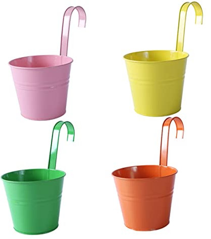 SUPVOX 4piezas Maceta De Hierro Orificio De Drenaje para Flores y Decoración De Exteriores