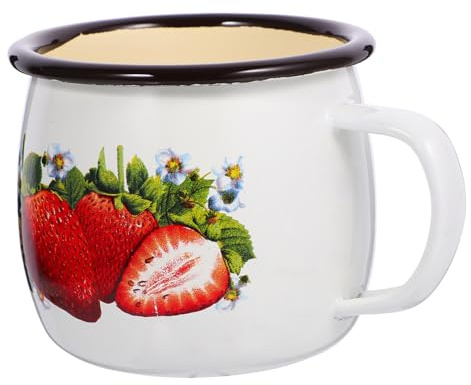 MUCKLILY Tazza Smaltata Piccola con Liscio Leggera e Resistente e Ufficio Adatta per Tè Latte e Bevande Calde o Fredde