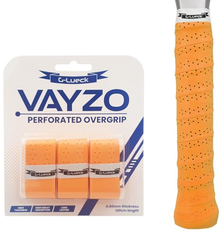 G-Lueck Vayzo Overgrip für Padel & Tennis Schläger perforiert – Übergriffband rutschfest & schweißabsorbierend – für Badminton, Squash & Pickleball – 3er & 12er Set in Mehreren Farben