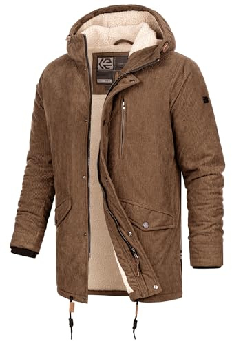 Indicode Herren INLedley Cordjacke mit Teddyfutter und Reißverschluss | Warme Herrenjacke mit weichem Futter und Zipper, Freizeitjacke, Übergangsjacke, Outdoorjacke, lässiger Cordblouson für Männer