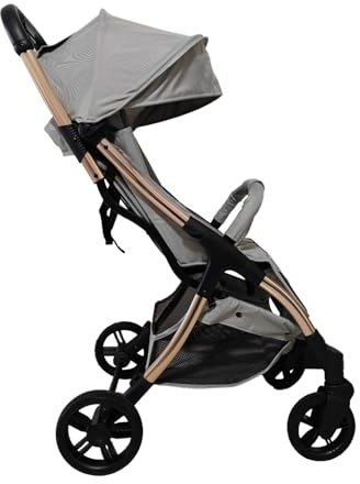 Eurochoise SX 618 Kinderwagen – Leichter Reisebuggy klappbar bis 22 kg, Einhand-Faltsystem, verstellbare Rückenlehne, 5-Punkt-Gurt, Sonnenverdeck & Einkaufskorb – Buggy 0–36 Monate - Grau