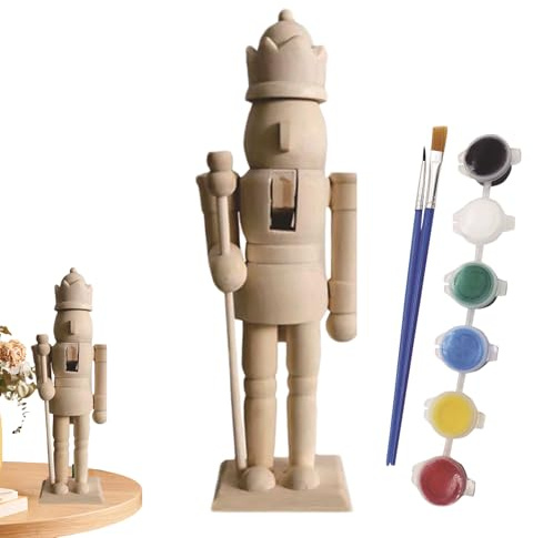 Woalopted Unbemalter Nussknacker Aus Holz, Nussknacker-Figuren Zum Bemalen, Holz-Nussknackers Unvollendet Mit Malset Für Kinder, Erwachsene, Alle