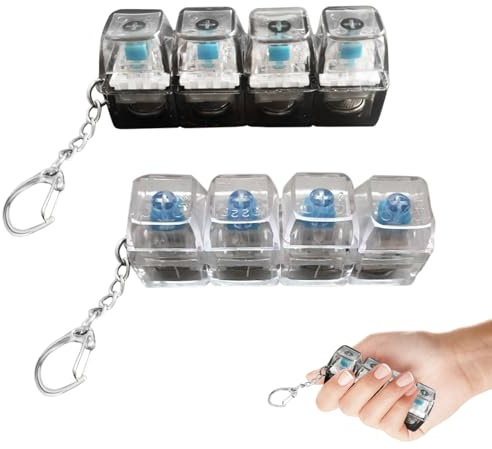 2 Stück Tastatur Fidget Toys Erwachsene 4-Tasten Fidget Schlüsselanhänger mit klick-Effekt Tragbares Stress Abbauen-Spielzeug für Entspannung zu Hause im Büro Unterwegs Geschenk für Erwachsene (A)
