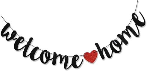 Welcome Home Deko Willkommen Zuhause Girlande, Herzlich Willkommen Schild Welcome Home Banner Familie Party Dekoration Schwarz