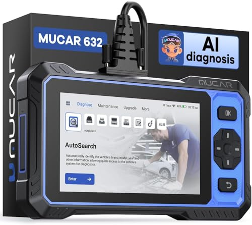 mucar OBD2 Bidirectional Scanner, 632 AI Automotive Car Diagnostic Tool, 15 Reset Services Oil/TPMS/EPB/BMS/SAS/Brake/Throttle Scan Tool, AutoAuth FCA, CANFD, AutoVIN, Support Update