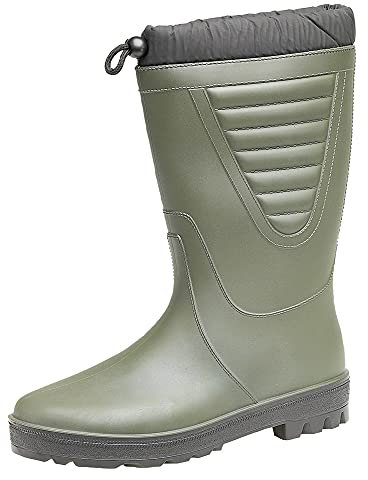 Green Fishing Wellies Boots Warm Fleece Fur Lining