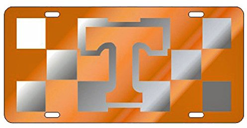 Craftique Tennessee Volunteers Nummernschild, kariert, lasergeschnitten, Orange