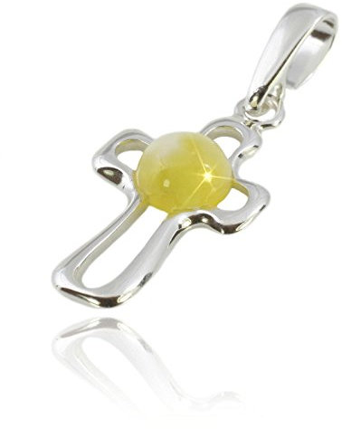 Anhänger Kreuz Bernstein Amber Silber 925