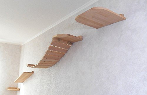 Jennys Tiershop Katzen Wandpark, handgefertigte Tiermöbel/Luxusmöbel, Katzenmöbel in vielen Ausführungen, Kratzbaum/Katzenbaum für die Wand. Hier: Komplettpark Angebot, 4 Teilig (1P458fg)