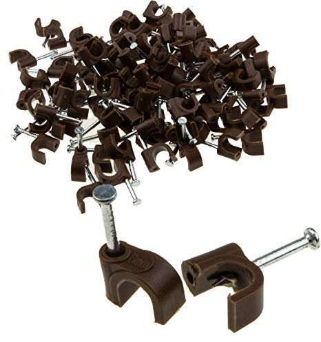 Runde Braun 6 mm Kabel Clips Sichern Befestigungen Kabel [100 Stück] [6mm]