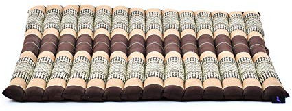 Leewadee Zabuton Rollbare Meditations-Matte Tragbare Sitzmatte Ökologisches Naturprodukt, Kapok, 70 x 70 cm, Braun