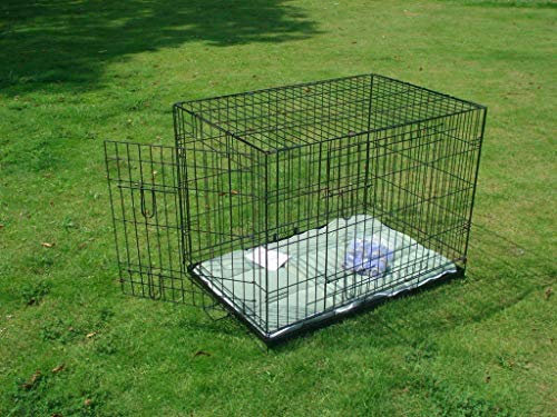 Bunny Business Metal Dog Crate 2 Doors with Bedding and Lint Rollers, XXL, 48-inch, Black