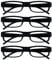 OPULIZE ACE Lesebrille für Damen und Herren - 4er-Pack - Schmaler Rechteckiger Rahmen - Komfort Federscharniere - Kratzfest - Schwarz UVR +2.00