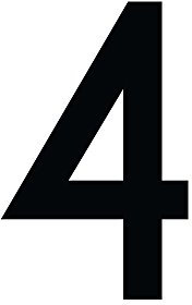 Zahlen-Aufkleber 4 in schwarz, 5 cm, Kennzeichnung o. Hausnummer Beschriftung für Briefkasten, Mülltonne & allen glatten Flächen