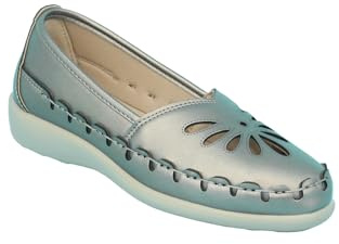 Chums Ladies Slip On Shoes Stylish Cut Out Design with Comfortable Cushioned Insole Breathable Design Flexible Sole Pewter 4 UK