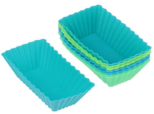 BESTonZON - Stampi per muffin in silicone rettangolari, stampini per cupcake, riutilizzabili, 8 pezzi