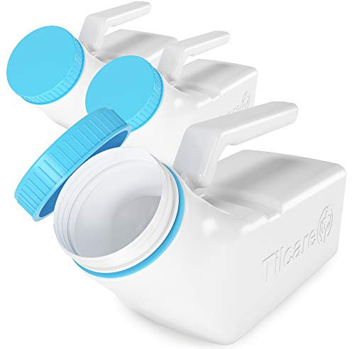 Urinoirs pour hommes par Tilcare (lot de 3) avec bouchon qui rayonne dans le noir - Bouteille d'urine en plastique de 1000 ml d'épaisseur avec couvercle étanche à vis - flacons d'urine portables