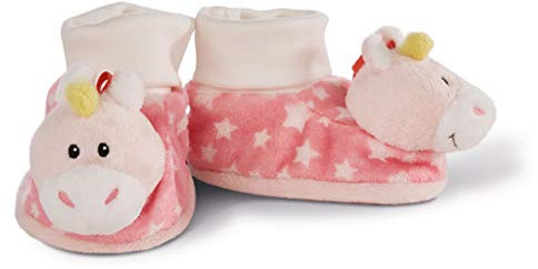 NICI 43655 Baby Booties Unicorn with Rattle, 13 x 7.5 x 7 cm Babyschuhe Einhorn Stupsi mit Rassel, Rosa