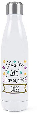 You'Re My Favourite Boss Étoiles Double Mur Gourde Isolé Acier Inoxydable Sport Boissons 500ml Blanc