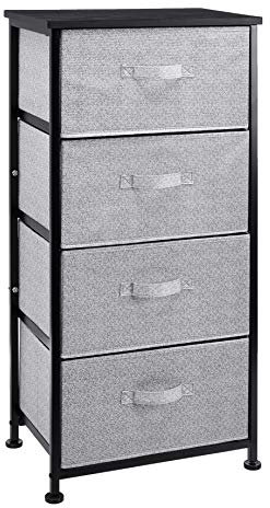 Amazon Basics - Aufbewahrungsschrank für Kleiderschränke, mit 4 Stoff-Schubladen, Schwarz
