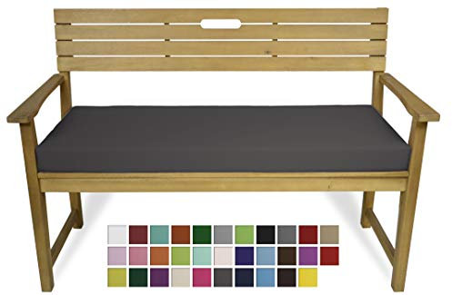 Rollmayer Bankkissen Bankauflage Sitzkissen Bankpolster Auflage für Bänke in Haus und Garten Kollektion Vivid, 1 Stück (Dunkel Grafit 61, 160x50x8cm)