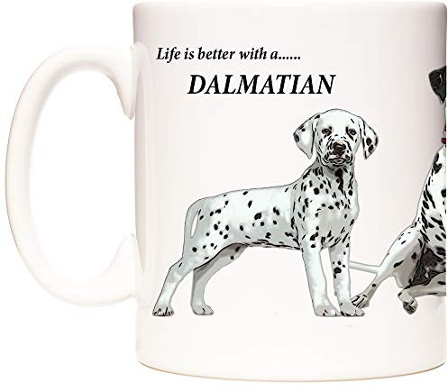 Taza de regalo de perro dálmata, la vida es mejor con un perro dálmata, taza de regalo de cerámica de 325 ml.