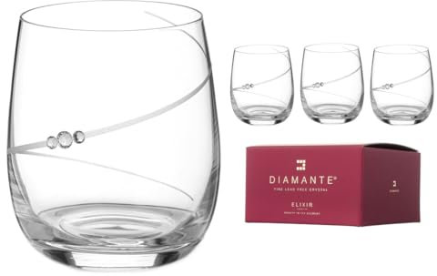 Diamante Silhouette Bicchiere da Whisky Realizzato in Cristallo Premium Tagliato a Mano, 15 cm, Set in Confezione Regalo